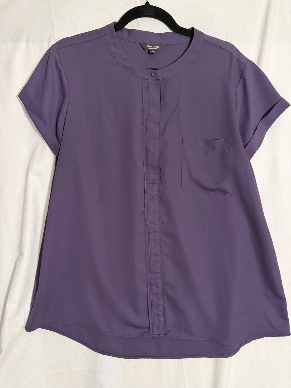 #311 Daily Ritual Women’s Purple Short-Sleeve Button Front Top